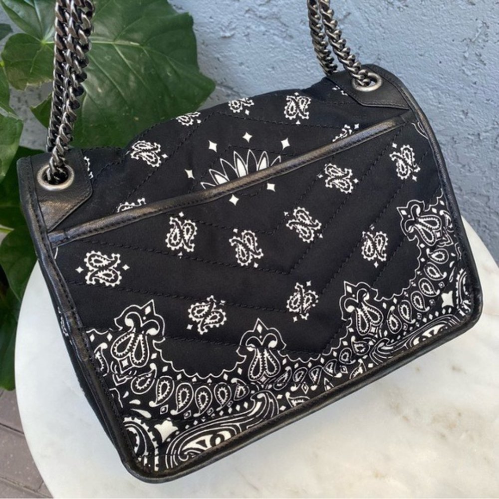 SOLD Saint Laurent YSL Medium Niki Chevron Quilted Bandana Bag - Picture 8 of 16